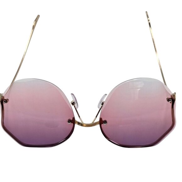Large Frame Sunglasses Pink Purple Fade Streetwear Preppy Hippy Love Cute Chunky - Picture 13 of 16